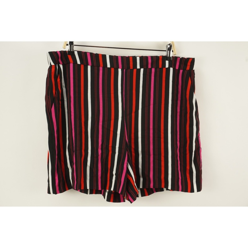 New $79 HALOGEN Women's XL Soft Pull On Shorts Pink Black Red Retro Striped